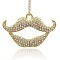 Alloy Rhinestone Pendants, Lip, Golden, Crystal, 33x55x5mm, Hole: 3mm