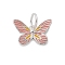 925 Sterling Silver Enamel Butterfly Charms, with Jump Rings ang 925 Stamp, Platinum, Rhodium Plated, Salmon, 9x14x2mm, Hole: 4mm