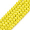 Opaque Solid Color Glass Beads Strands, Faceted, Rondelle, Yellow, 4x3mm, Hole: 0.4mm, about 113~115pcs/strand, 41~42cm