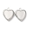 Rack Plating Brass Locket Pendants, Long-Lasting Plated, Heart, Platinum, 21x17x4mm, Hole: 1.5mm