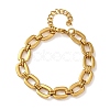 304 Stainless Steel Rectangle Link Chain Bracelets for Women BJEW-F536-18G-2