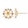 Brass Micro Pave Clear Cubic Zirconia Stud Earring Findings KK-S364-055-3