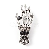 Halloween Theme Rhinestone Skeleton Hand Brooch Pin JEWB-F018-01AS-1