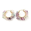 Natural Fluorite Chips Braided Hoop Earrings EJEW-JE04940-02-1