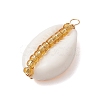 6Pcs 6 Styles Natural Cowrie Shell & Glass Seed Beads Pendants PALLOY-JF02759-05-4