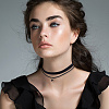 4Pcs 2Styles Alloy & Black Velvet Inverted Triangle Pendant Double Layer Choker Necklaces NJEW-WH20002-11B-5