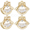 6Pcs Brass Micro Pave Clear Cubic Zirconia Pendants KK-BBC0020-48-1