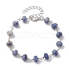 Natural Blue Spot Jasper Rondelle Beads Link Bracelets for Women BJEW-JB10262-03-1
