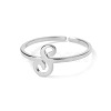 Adjustable 201 Stainless Steel Letter Open Cuff Rings for Women FS-WG61269-45-1