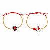2Pcs 2 Colors Dyed Synthetic Turquoise Cross and Glass Heart Braided Bead Bracelets for Women PE0777-10-1