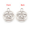 Tibetan Style Alloy Flat Round with Star Charms TIBEP-5248-AS-LF-2
