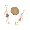 3 Pairs Gemstone Moon & Star Dangle Earrings EJEW-JE06707-5