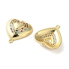 Rack Plating Brass Cubic Zirconia Heart Connector Charms KK-C084-08C-G-2