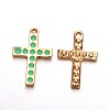 Light Gold Plated Alloy Enamel Cross Pendants ENAM-J544-04KCG-1