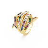 Hug Hand Fingers Cubic Zirconia Cuff Ring RJEW-T016-35G-01-3