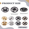 40 Sets 4 Colors Brass Snap Buttons FIND-LP0003-97-2