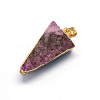 Plated Natural Druzy Agate Triangle Pendants G-R275-08-3