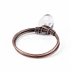 Natural Quartz Crystal Chips Finger Ring RJEW-L082-03R-02-4
