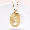 Hollow Textured Oval 304 Stainless Steel Pendant Necklaces NJEW-M096-24G-1