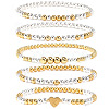 5Pcs Brass Beads Stretch Bracelets for Women CW0227-4-1