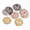 Apetalous Half Round/Dome Brass Micro Pave Cubic Zirconia Bead Caps ZIRC-D062-1