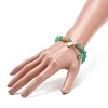 Natural Red & Green Aventurine & Rose Quartz Round Beaded Stretch Bracelets Set BJEW-JB09012-3