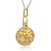 Golden Tone Brass Hollow Round Cage Pendants KK-J232-05G-2