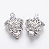 Platinum Plated Filigree Star Brass Box Clasps X-KK-F0182-P-NF-1