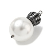 Brass Micro Pave Clear Cubic Zirconia and Creamy White Imitation Pearl Pendants KK-A300-13B-B-2