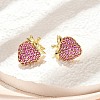 Strawberry Brass Micro Pave Cubic Zirconia Stud Earrings EJEW-M077-15G-5