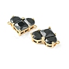 Brass Pave Cubic Zirconia Connector Charms KK-L208-04G-01-3