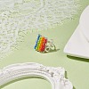 Glass Bead Braided Rectangle Open Cuff Ring RJEW-JR00489-7