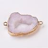 Electroplate Natural Druzy Geode Quartz Crystal Links connectors G-K189-04D-3