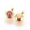 304 Stainless Steel Rhinestone Charms X-STAS-P237-10G-16-2