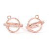 Rack Plating Brass Pave Clear Cubic Zirconia Bead Cage Pendants KK-G464-10RG-1