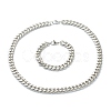 304 Stainless Steel Cuban Link Chain Bracelets & Necklaces Jewelry Sets SJEW-B019-03D-P-2