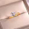 Brass Pave Single Cubic Zirconia Finger Rings for Women ZK8046-7-2