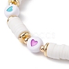 Heart Pattern Heishi Beads Stretch Bracelet for Women BJEW-JB07216-4