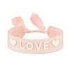 Silicone Word Love Pattern Braided Cord Bracelet with Polyester Tassels VALE-PW0001-032C-1