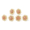 Ion Plating(IP) Natural Sunstone Hexagon Stud Earrings with Plastic Pearl Beaded EJEW-E287-01G-03-2