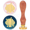 Brass Wax Seal Stamp with Wood Handle AJEW-WH0412-0021-1