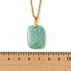 Natural Amazonite Rectangle Pendant 304 Stainless Steel Cable Chain Necklaces NJEW-JN06210-03-5