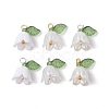 White Lily Flower Charms & Flora Leaves Beads PALLOY-JF02543-1