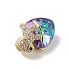 Real 18K Gold Plated Rack Plating Brass Micro Pave Clear Cubic Zirconia Pendants KK-C015-09G-07-2