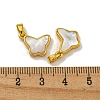 Rack Plating Brass Pave Natural White Shell Butterfly Charms KK-U025-01G-01-3