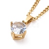 Clear Cubic Zirconia Pendant Necklace NJEW-A004-28G-1