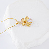 3Pcs Stainless Steel Crystal Rhinestone Flower Pendant Necklaces for Women LR1845-2