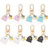 8Pcs 4 Colors Halloween Ghost Colorful Flower Alloy Enamel Pendant Decorations HJEW-CP0001-07-1