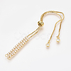 Adjustable Brass Micro Pave Cubic Zirconia Chain Bracelet Making X-ZIRC-T004-39G-2