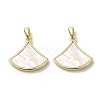 Brass Pave Shell Pendants KK-I708-14F-G-1